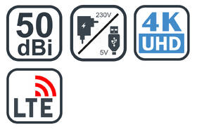Anténa pokojová Evolveo Xany 4 LTE 230/12V, 50dBi aktivní pokojová DVB-T/T2, LTE filtr 
