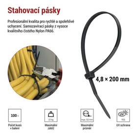 Stahovací pásky EMOS 200×4,8MM, 100KS černé

 obrázek produktu 5 z 8