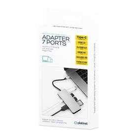 USB Hub PLATINET USB-C/USB-C PD, HDMI, SD, Micro SD, 2x USB 2.0, USB 3.0 šedý

 obrázek produktu 6 z 6