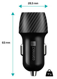 Adaptér do auta Connect IT InCarz QC 3.0, USB, USB-C PD carbon

 obrázek produktu 2 z 4