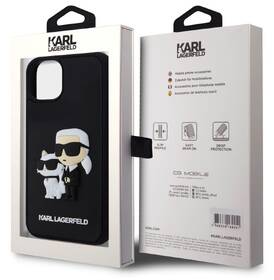 Kryt na mobil Karl Lagerfeld 3D Rubber Karl and Choupette na Apple iPhone 14 černá barva
