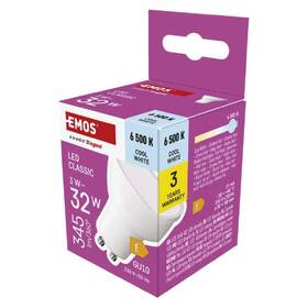 Žárovka LED EMOS Classic MR16, GU10, 3W, studená bílá 

 obrázek produktu 3 z 3