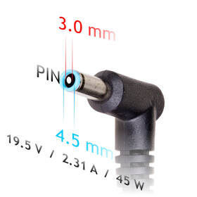 Napájecí adaptér Akyga pro notebook 19.5V/2.31A/42W 4.5x3.0 mm + pin Dell 1.2m 

 obrázek produktu 2 z 5