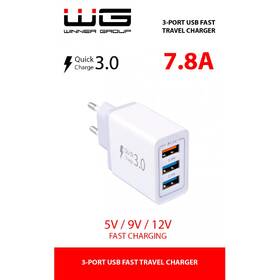 Nabíječka do sítě WG 3x USB, QC 3.0, 7,8 A bílá

 obrázek produktu 1 z 1