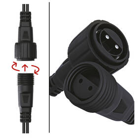 Spojovací řetěz EMOS 100 LED Standard, 10 m, venkovní i vnitřní, studená bílá, časovač 
