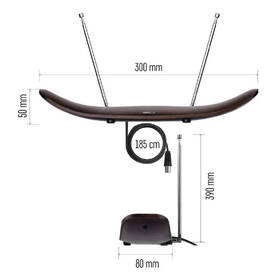 Anténa pokojová EMOS CITY WOOD-C500, DVB-T2, DAB, FM, filtr LTE/4G/5G 

 obrázek produktu 6 z 8