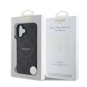 Kryt na mobil Guess PU Leather 4G Colored Ring MagSafe na Apple iPhone 16 černá barva
