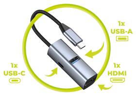 USB Hub Mobile Origin 3in1 CompactHub HB1 šedý

 obrázek produktu 6 z 10