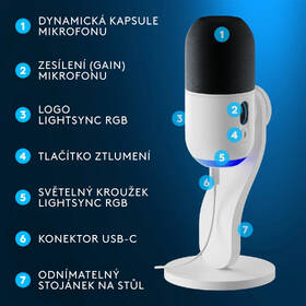 Mikrofon Logitech Yeti GX RGB s LIGHTSYNC bílý

 obrázek produktu 6 z 6