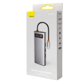 USB Hub Baseus Metal Gleam Series 9v1 HUB USB-C (USB-C PD 100W, 3x USB 3.0, HDMI, VGA, RJ45, SD/TF port) šedý

 obrázek produktu 9 z 10