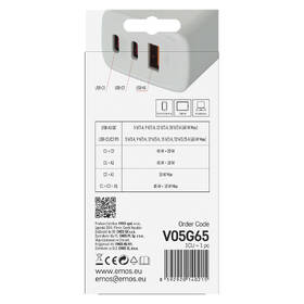 Nabíječka do sítě EMOS GaN, 65W, 1x USB-A/2x USB-C bílá

 obrázek produktu 14 z 14