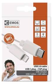 Kabel EMOS USB-C/Lightning, MFi, 1 m bílý

 obrázek produktu 3 z 3