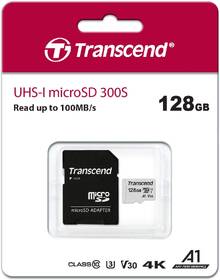 Paměťová karta Transcend 300S microSDXC 128GB UHS-I U3 V30 A1 (100R/45W) + adapter 

 obrázek produktu 2 z 2