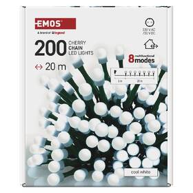 LED řetěz EMOS 200LED cherry řetěz - kuličky, 20 m, venkovní i vnitřní, studená bílá, programy, časovač 

 obrázek produktu 3 z 6