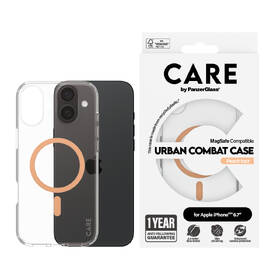 Kryt na mobil PanzerGlass CARE Urban Combat MagSafe na Apple iPhone 16 Plus oranžová barva
