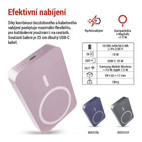 Powerbanka EMOS WI 1046, 10 000 mAh, 20 W+Wireless růžová

 obrázek produktu 15 z 19