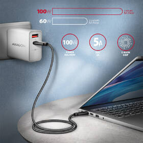 Kabel Axagon NewGEN+ kabel USB-C / USB-C, 1m, PD 100W, 8K HD, pletený černý

 obrázek produktu 3 z 7