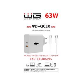 Nabíječka do sítě WG 1x USB, 1x USB-C, PD, QC 3.0, 63 W + USB-C kabel 1m bílá

 obrázek produktu 1 z 1