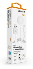 Kabel Aligator pro iPhone/iPad a Apple Watch 2v1, 1m bílý

 obrázek produktu 1 z 1