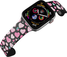 Řemínek Mi-Band na Apple Watch 42/44/45/49 mm - motiv Růžová a modrá srdíčka, černý 

 obrázek produktu 3 z 3