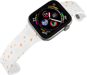 Řemínek Mi-Band na Apple Watch 42/44/45/49 mm - motiv Tlapičky se srdíčky, bílý 

 obrázek produktu 3 z 3