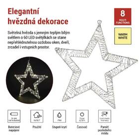 LED dekorace EMOS 60 WINDOW STAR, 3AA, TIMER, WW průhledná

 obrázek produktu 4 z 6