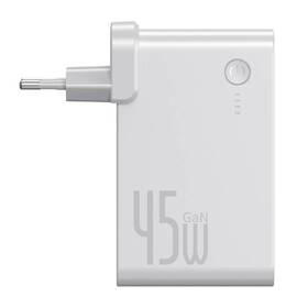 Nabíječka do sítě Baseus Power Station GaN 2v1 QC USB, USB-C a powerbanka 10000mAh 45W + USB-C kabel 1m bílá

 obrázek produktu 2 z 6