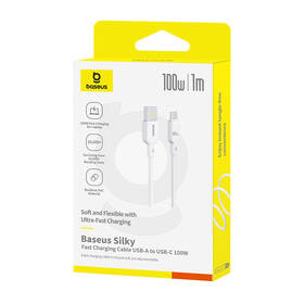 Kabel Baseus Silky USB/USB-C, 100W, 1m bílý

 obrázek produktu 6 z 7