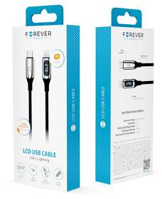Kabel Forever USB-C/Lightning, s LCD, 27 W, 1 m černá barva
