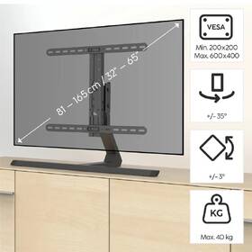 Stojan pro TV Hama Design, stolní, nastavitelný, pro úhlopříčky 32"-65", nosnost 40 kg černý

 obrázek produktu 10 z 12