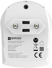 Cestovní adaptér SKROSS nabíjecí, USB-A, USB-C, EU, 27W 

 obrázek produktu 3 z 6