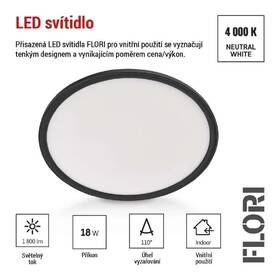 Stropní svítidlo EMOS FLORI, kruh 30cm, 18W, 1800lm, neutrální bílá černé

 obrázek produktu 2 z 7