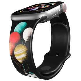 Řemínek Mi-Band na Apple Watch 42/44/45/49 mm - motiv Balónky z planet, černý 

 obrázek produktu 2 z 3