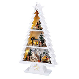 LED dekorace Solight dřevěný vánoční stromek s dekoracemi, 13x LED, bílá, 53cm, 2x AA 

 obrázek produktu 1 z 5