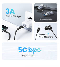 Redukce UGREEN USB-C/USB 3.0 šedá barva
