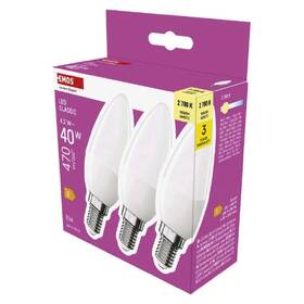 Žárovka LED EMOS Classic svíčka, 4,2W, 470lm, E14, teplá bílá (3 ks) 

 obrázek produktu 2 z 3
