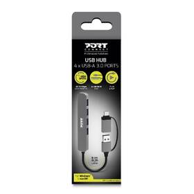 USB Hub PORT CONNECT USB-A/USB-C, 4x USB 3.0 stříbrný

 obrázek produktu 3 z 7