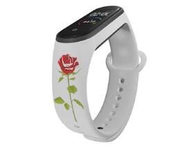 Řemínek Mi-Band na Xiaomi Mi Band 5/6 - motiv Červená růže, bílý 

 obrázek produktu 2 z 3