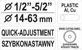 Řezačka YATO YT-2234 14 - 63mm PVC, Al, Cu 

 obrázek produktu 3 z 3