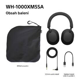 Sluchátka Sony WH-1000XM5SA, Limitovaná edice -  měkké pouzdro - Prodloužená záruka zdarma po registraci černá

 obrázek produktu 11 z 11