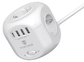 Kabel prodlužovací Viking AC CUBE 4x zásuvka, 3x USB, 1x USB-C, 1,8 m bílý

 obrázek produktu 1 z 6