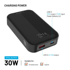 Powerbanka FIXED Zen 10 Pro, 10 000 mAh, 30W, LCD displej černá

 obrázek produktu 3 z 11