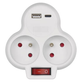 Rozbočovací zásuvka EMOS 2x zásuvka, 1x USB, 1x USB-C, vypínač bílá

 obrázek produktu 1 z 7