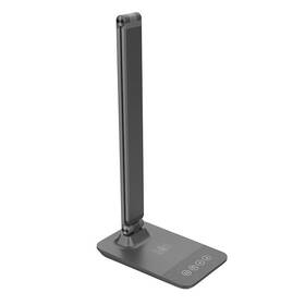 Stolní LED lampička Solight stmívatelná, 10W, bezdrátové nabíjení telefonu šedá barva
