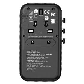 Cestovní adaptér Verbatim UTA-06 GaN III, 2x USB-C PD 100W & QC 4+, 2x USB-A QC 3.0 černý

 obrázek produktu 3 z 11