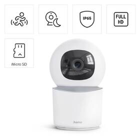 IP kamera Hama Smart Wi-Fi, Full HD, otáčení/naklápění bílá

 obrázek produktu 3 z 10