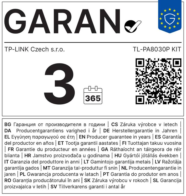 Harmonizovaný štítek pro obchodní záruku (GARANCE+) - HARMONISEDLABEL
