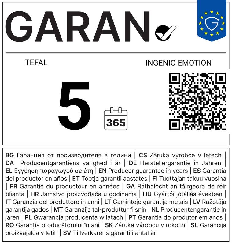 Harmonizovaný štítek pro obchodní záruku (GARANCE+)