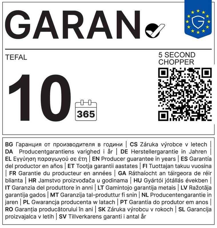 Harmonizovaný štítek pro obchodní záruku (GARANCE+)